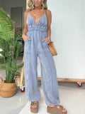 Adjustable Straps Lightweight  V-Neck Jumpsuit £¨Buy 2 Free Shipping£©
