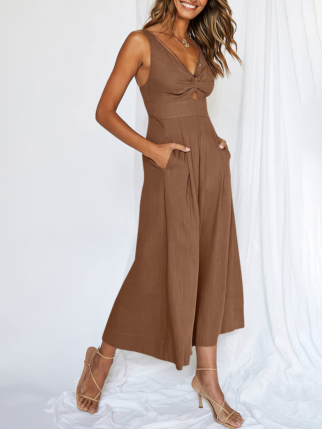 V Neck Cutout High-Waist Rompers (Buy 2 free shipping)